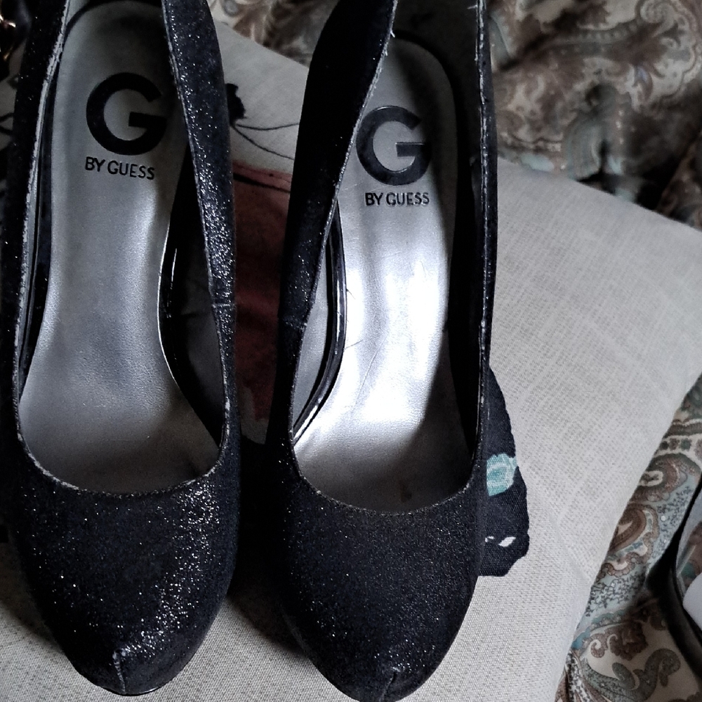 Guess Black Stiletto Heels with Sparkling Texture